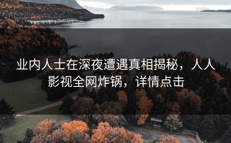 业内人士在深夜遭遇真相揭秘，人人影视全网炸锅，详情点击